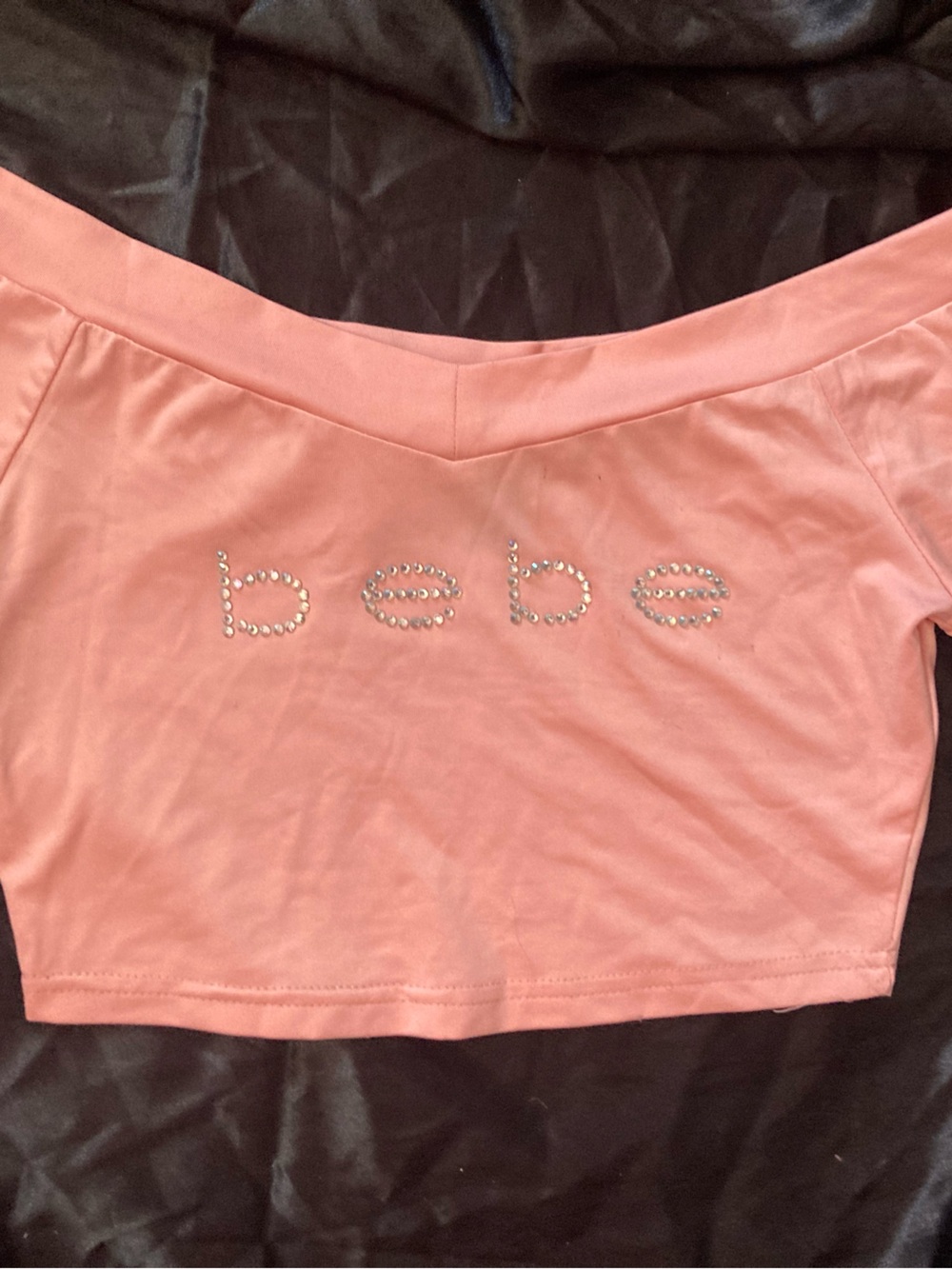 Off the shoulder rhinestoned crop top
